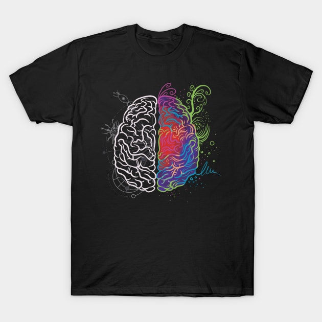 Brain Left Right Art Physical T-Shirt by Kali Space